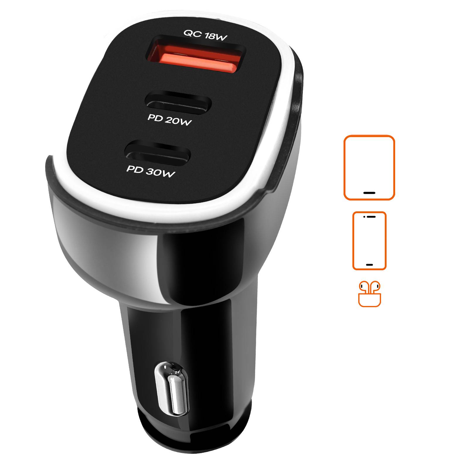 Chargeur Allume Cigare 50W Double USB-C + USB Charge Rapide Compact-4