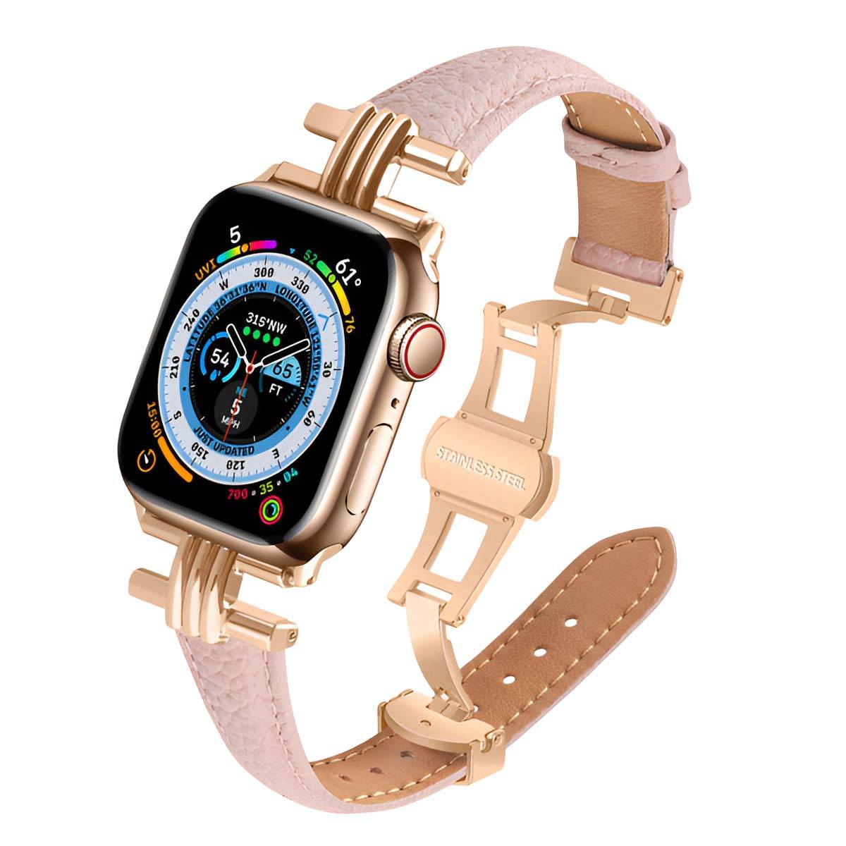 Bracelet pour Apple Watch 38/40/41mm en cuir à boucle déployante-0