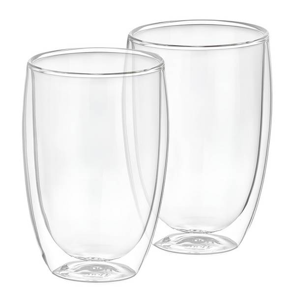 Lot 2 Verres pour Boissons Double Paroi 350ml en Verre Borosilicate