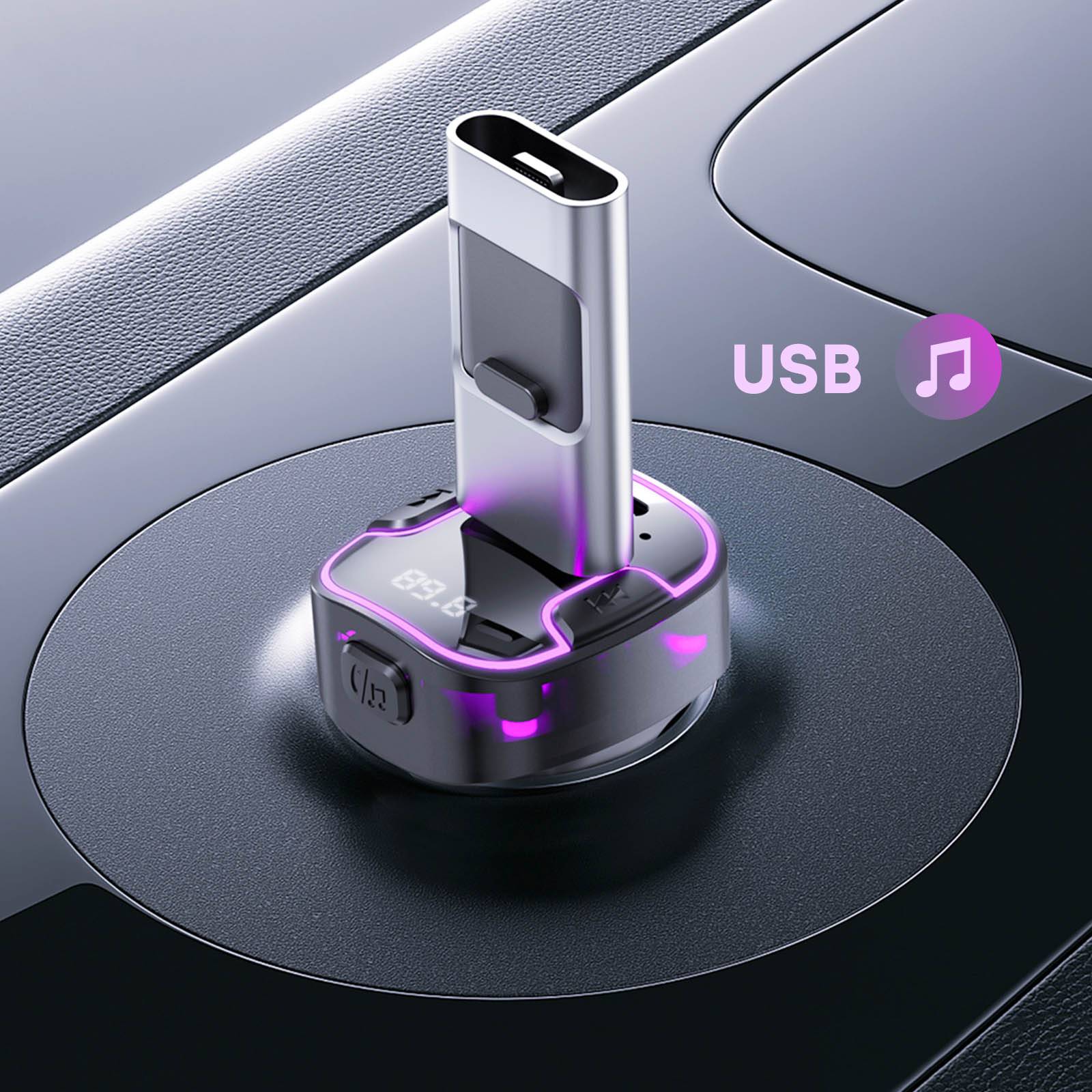 Emetteur FM Bluetooth Voiture avec Chargeur USB et USB C Rétroéclairé-3