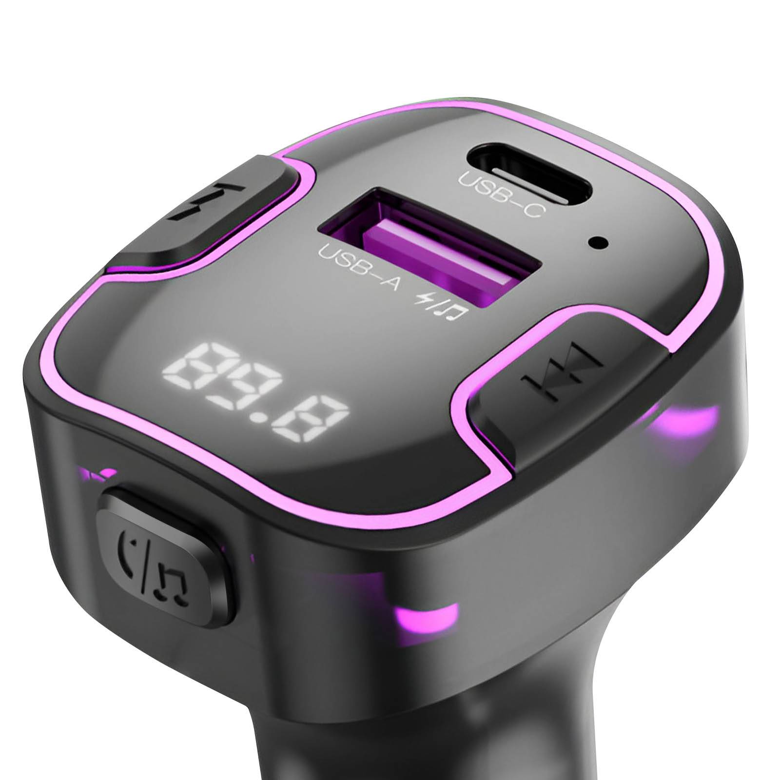 Emetteur FM Bluetooth Voiture avec Chargeur USB et USB C Rétroéclairé-4