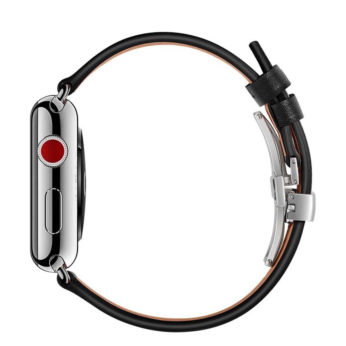 Bracelet pour Apple Watch 38/40/41mm en cuir véritable avec boucle déployante-4