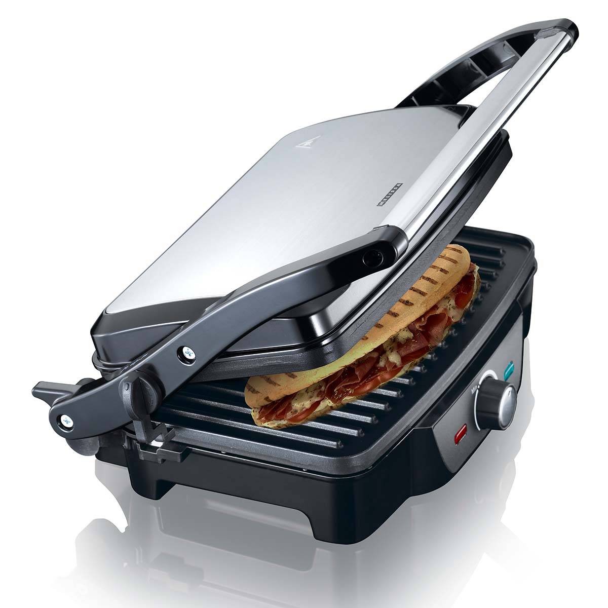 Gril à Panini 1600W avec Poignée à Contact Froid et Bouton Réglable-2