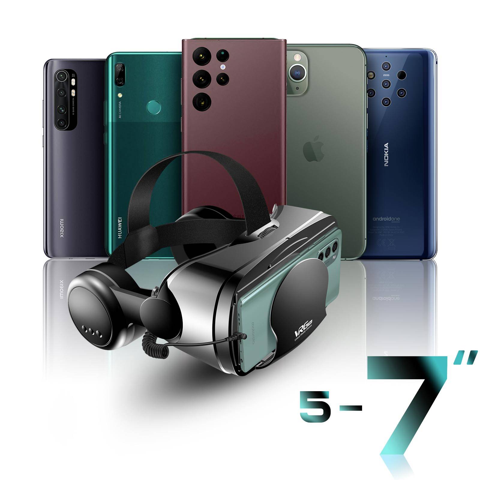 Casque VR Téléphone 3D Lentilles Classiques Câble Audio Jack 3.5mm Intégré-2