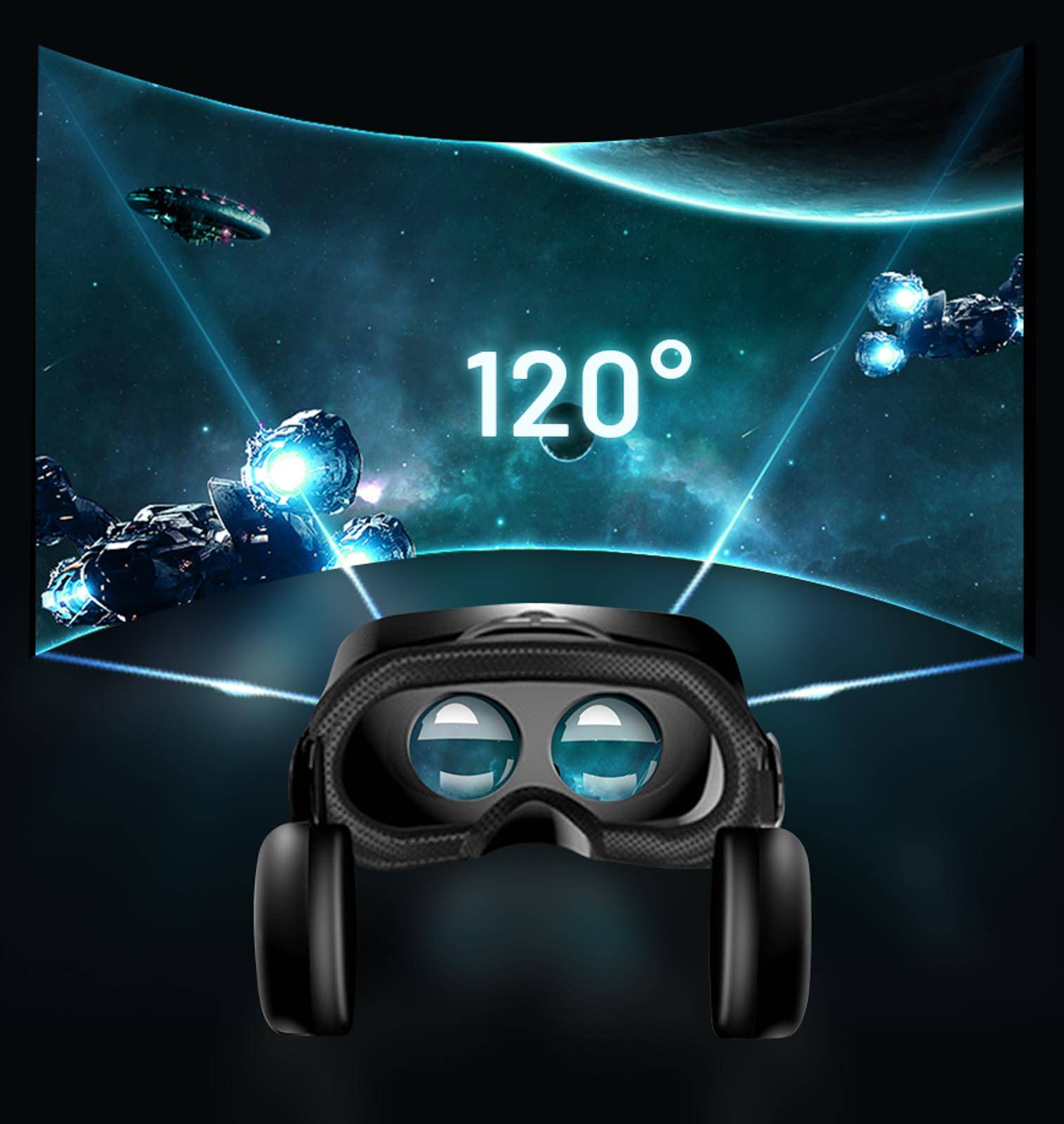 Casque VR Téléphone 3D Lentilles Classiques Câble Audio Jack 3.5mm Intégré-3