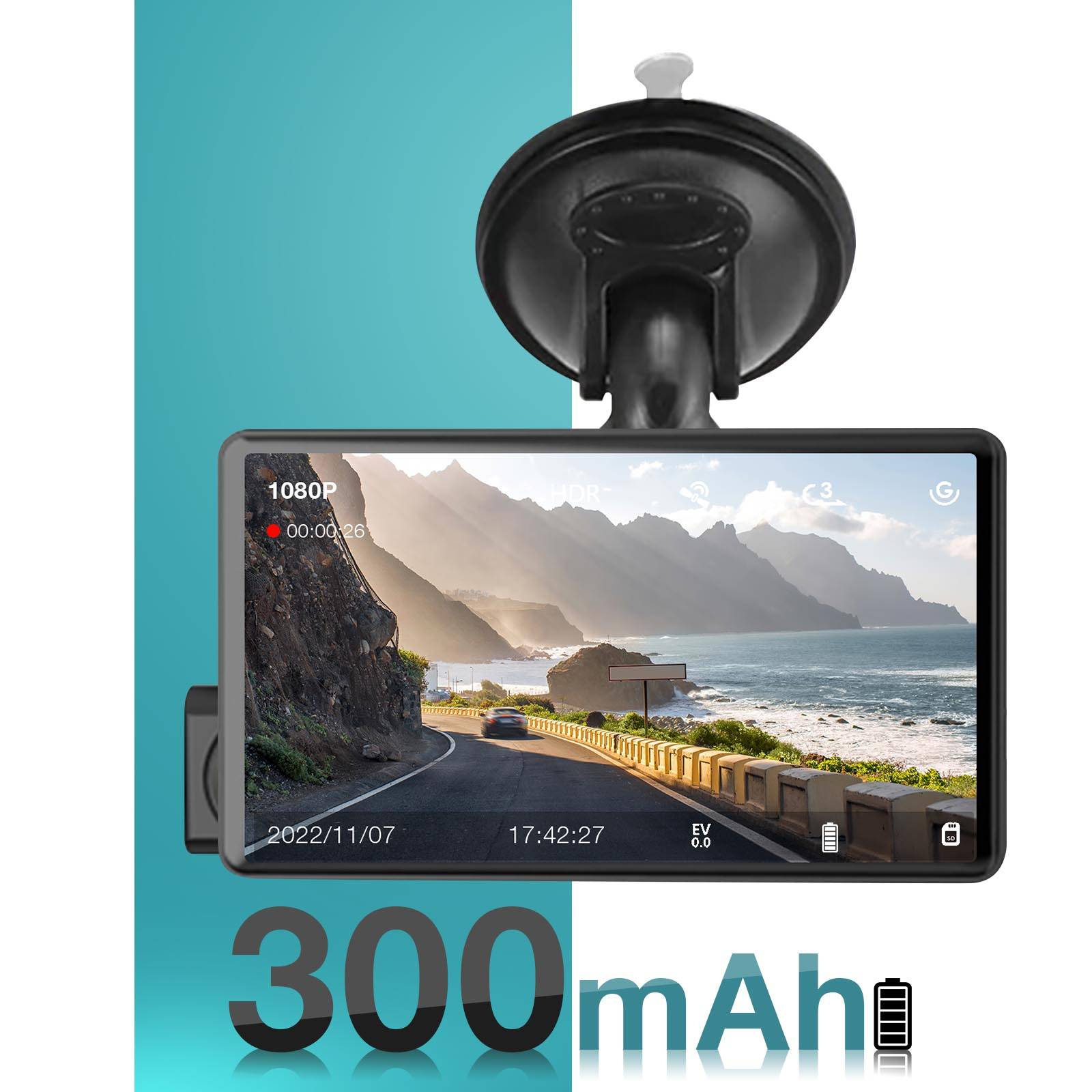 Dashcam Vidéo Full HD 1080p, 2x Caméras Avant et Arrière Caméra de Recul-4