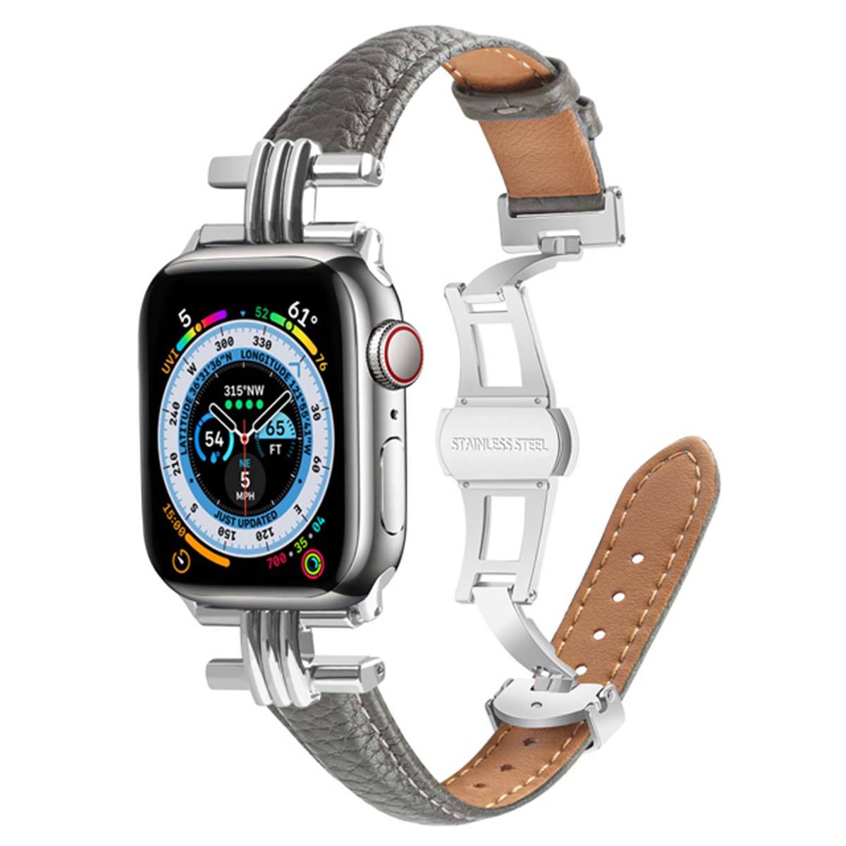 Bracelet pour Apple Watch 38/40/41mm en cuir à boucle déployante-2