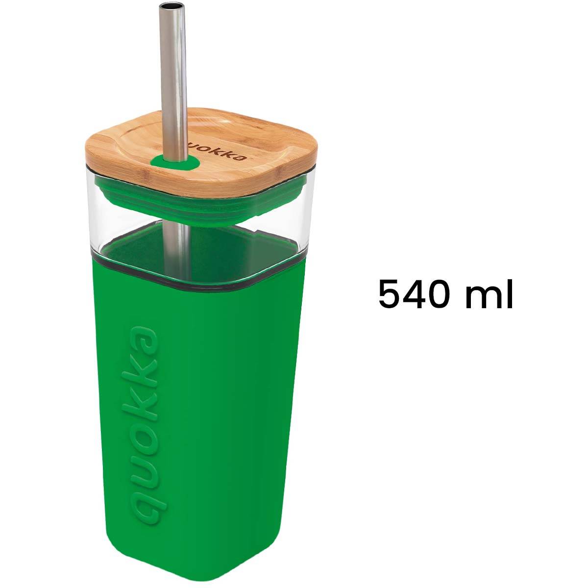 Mug en Verre 540 ml avec Couvercle en Bambou et Paille Inox-4