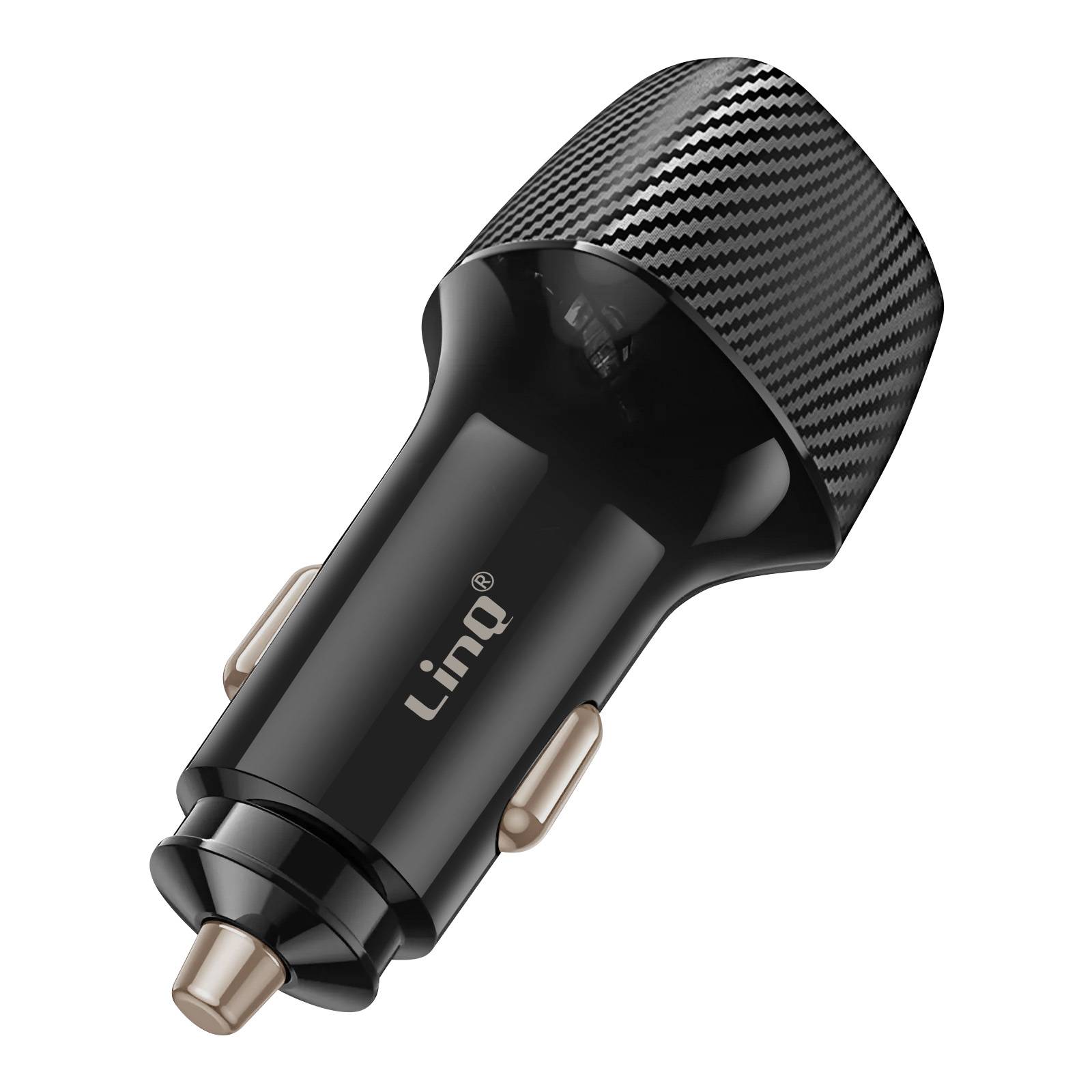 Chargeur Voiture 48W USB-C + USB Charge Rapide Design Carbone-1