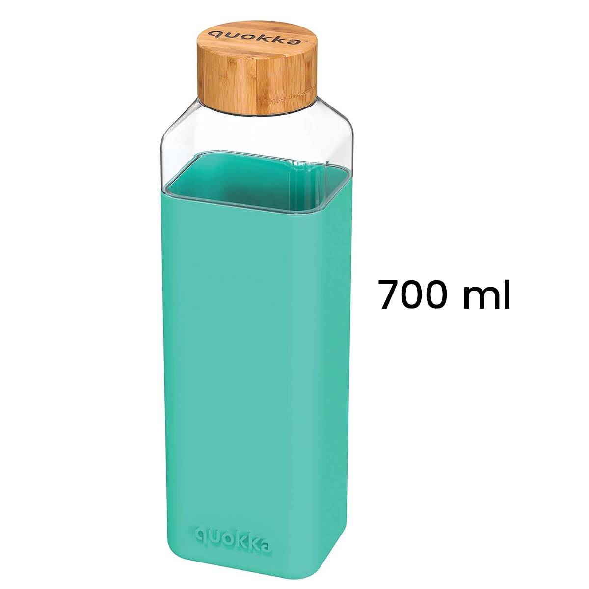 Bouteille Carrée 700 ml avec Bouchon à Vis en Bambou-4