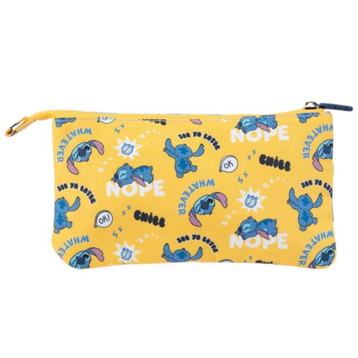 Trousse à Crayon 3 Compartiments Tropical Stitch en Polyester Durable-1