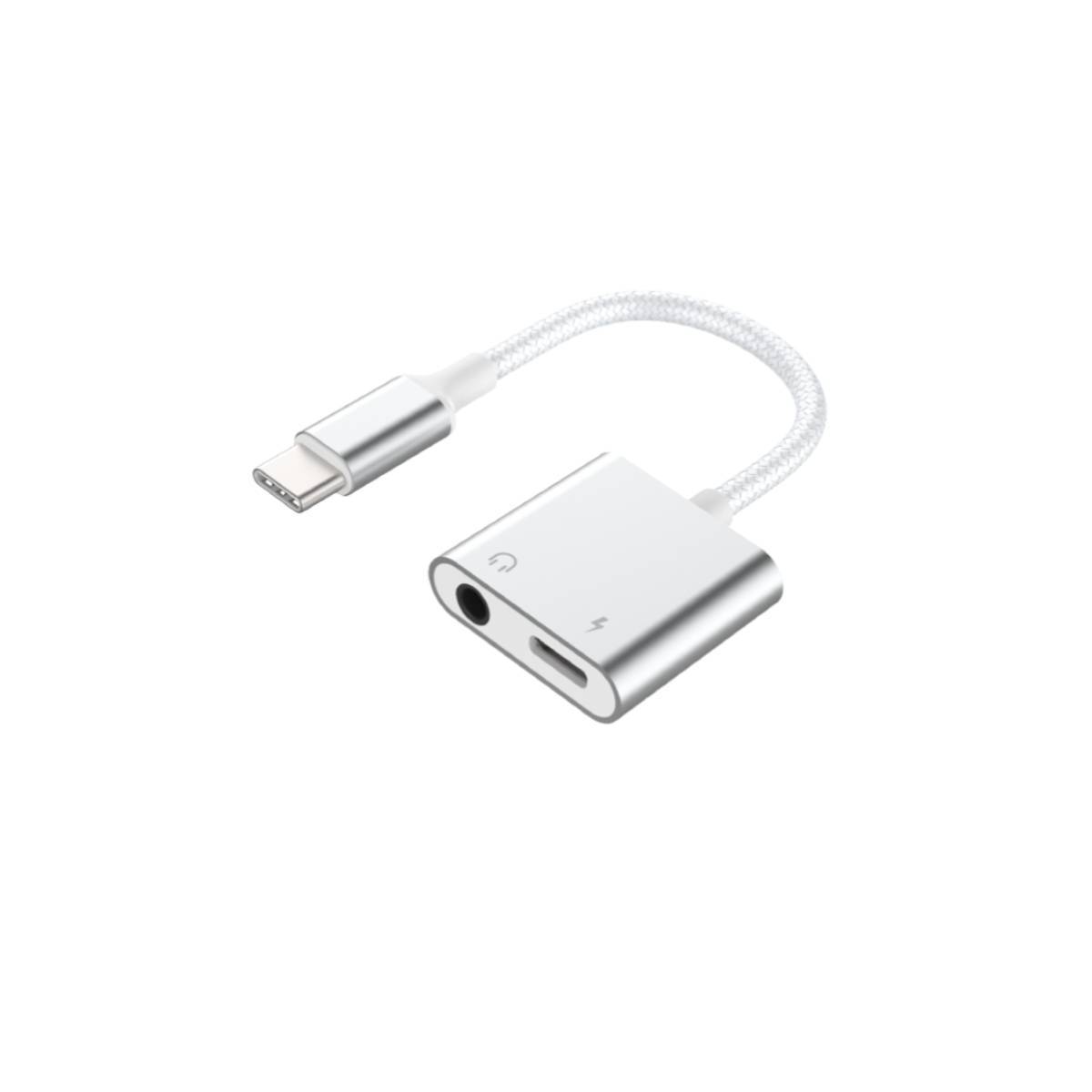 Adaptateur 2 en 1 USB-C vers Jack 3.5mm/USB-C Renforcé-0