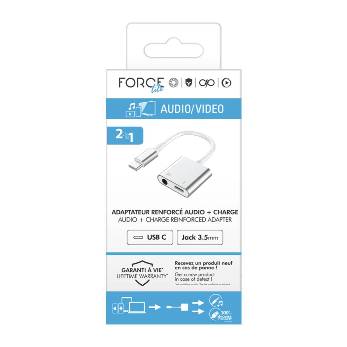 Adaptateur 2 en 1 USB-C vers Jack 3.5mm/USB-C Renforcé-2