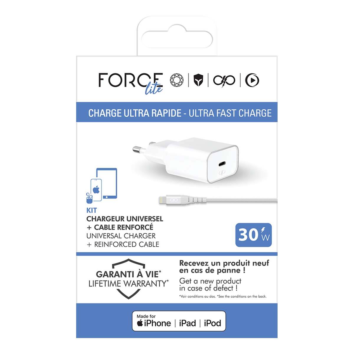 Chargeur Secteur 30W Power Delivery + Câble USB C/Lightning-4