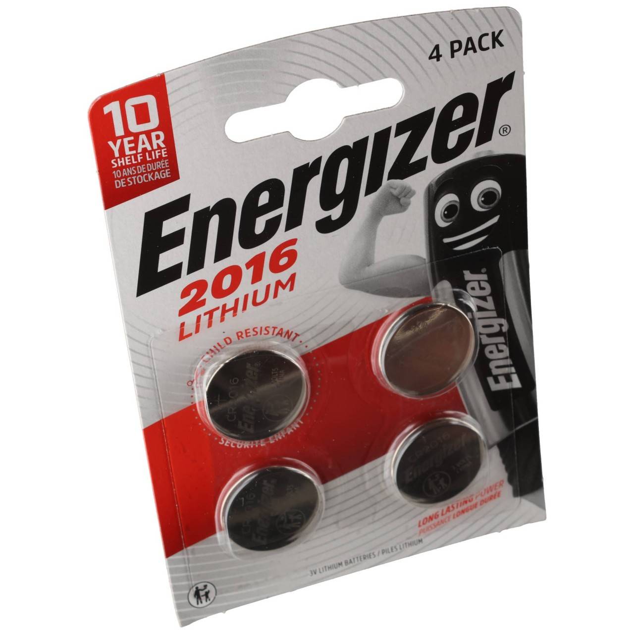Pile bouton Energizer au lithium, CR2016, 3 V, emballage blister (lot de 4)-3