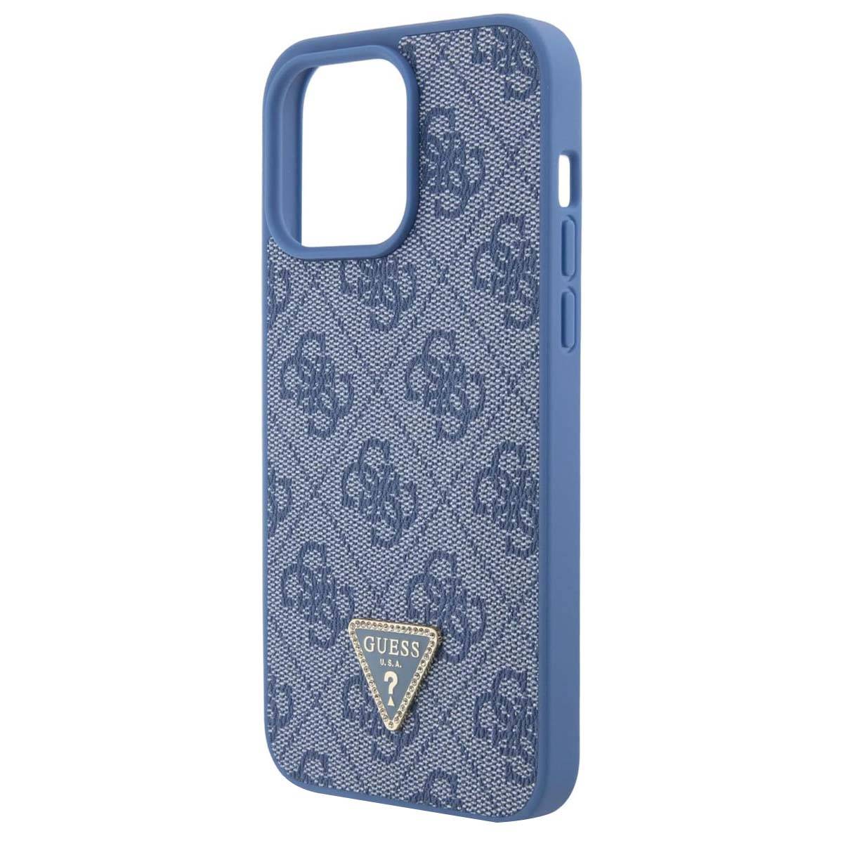 Coque pour iPhone 15 Pro avec Motif 4G et Logo Triangulaire en Métal-2