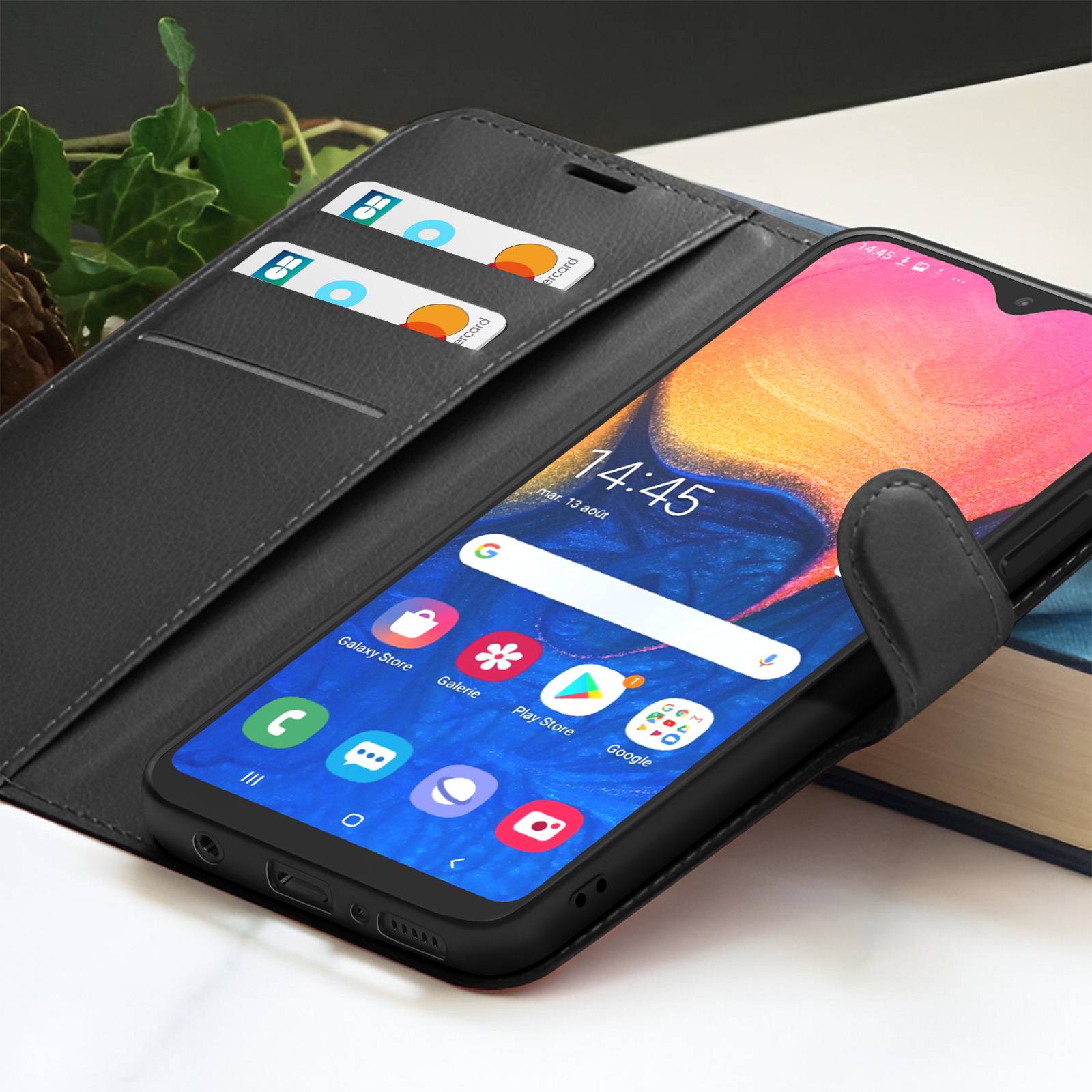 Étui Portefeuille pour Galaxy A20e avec Fonction Support et Languette Magnétique-3