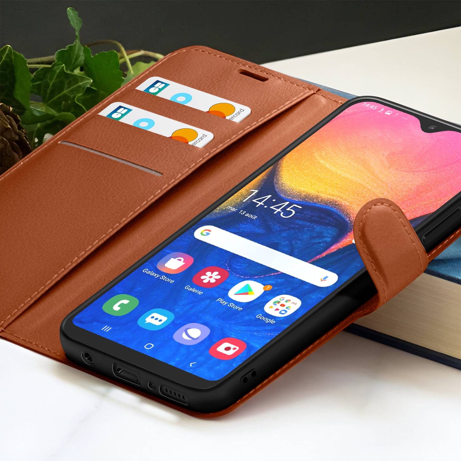 Étui Portefeuille pour Galaxy A20e avec Fonction Support et Languette Magnétique-3