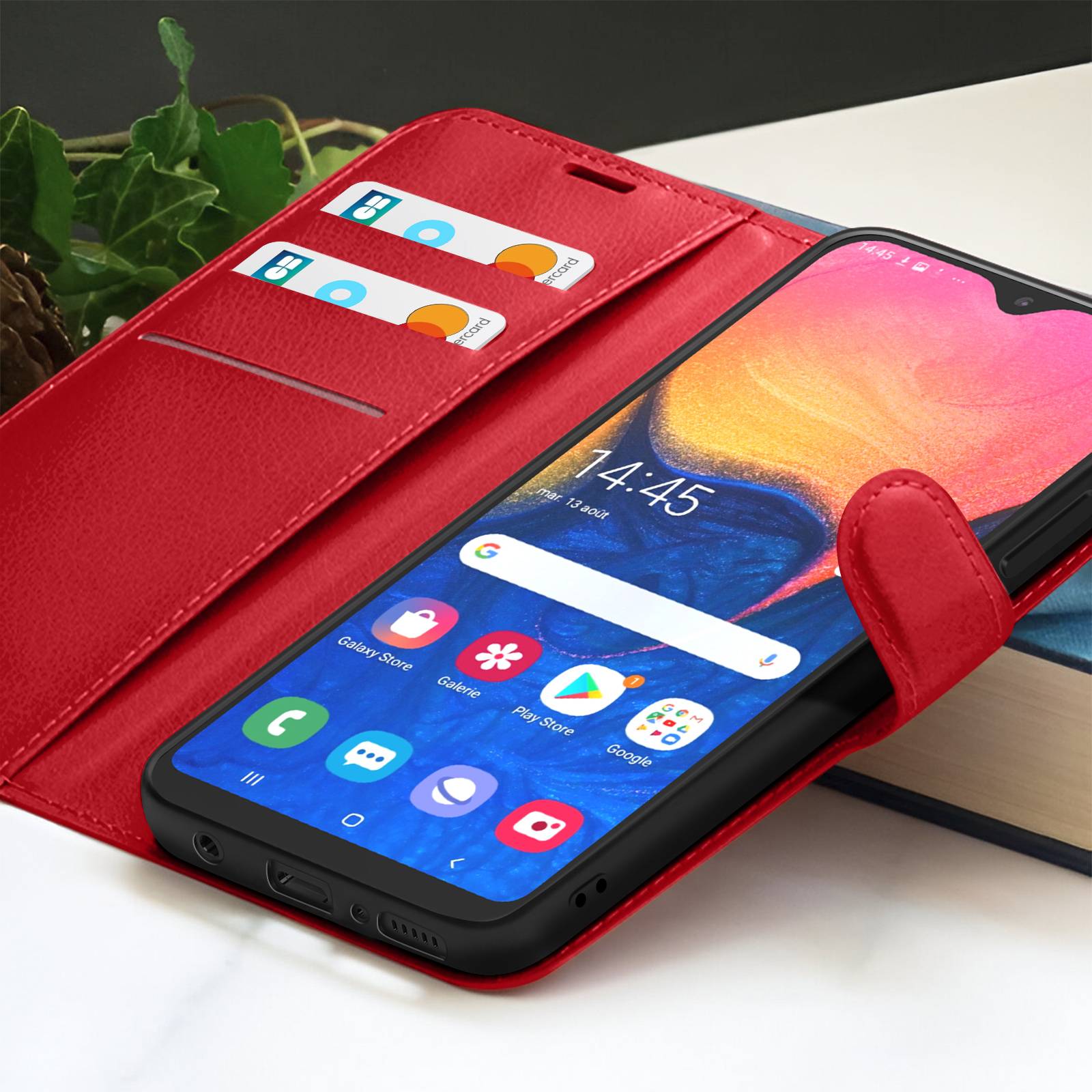 Étui Portefeuille pour Galaxy A20e avec Fonction Support et Languette Magnétique-3