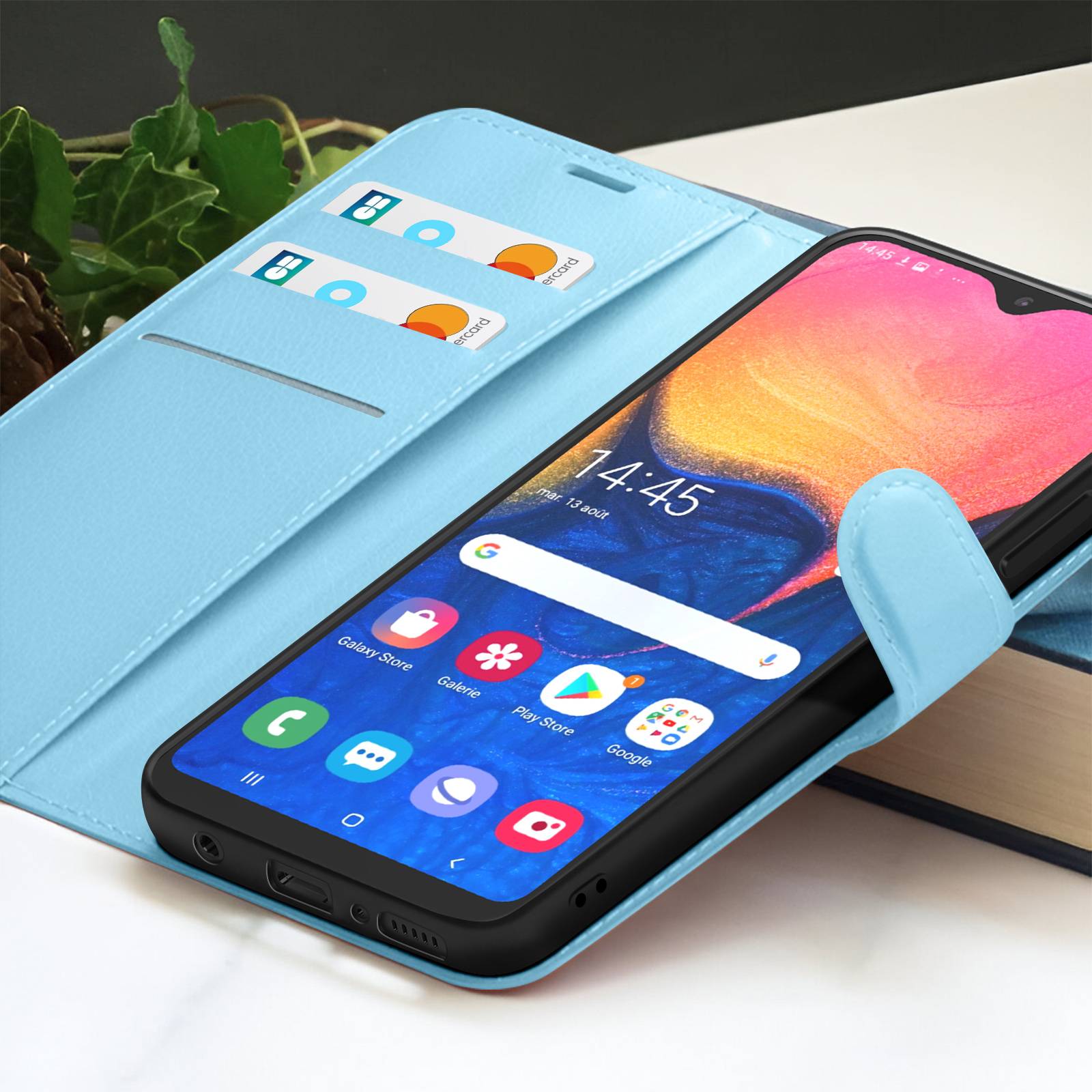 Étui Portefeuille pour Galaxy A20e avec Fonction Support et Languette Magnétique-3