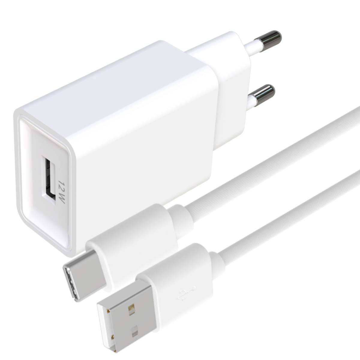 Pack de Charge Chargeur Secteur USB-A 2.4A avec Câble USB-A vers USB-C 1.5m-0