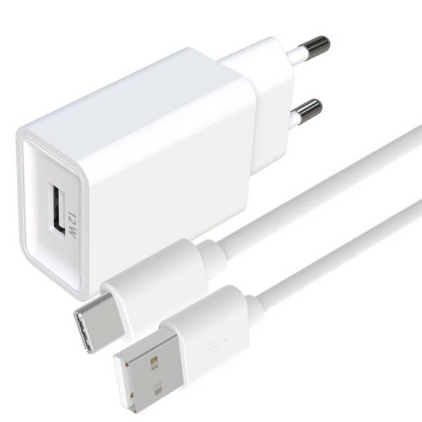 Pack de Charge Chargeur Secteur USB-A 2.4A avec Câble USB-A vers USB-C 1.5m