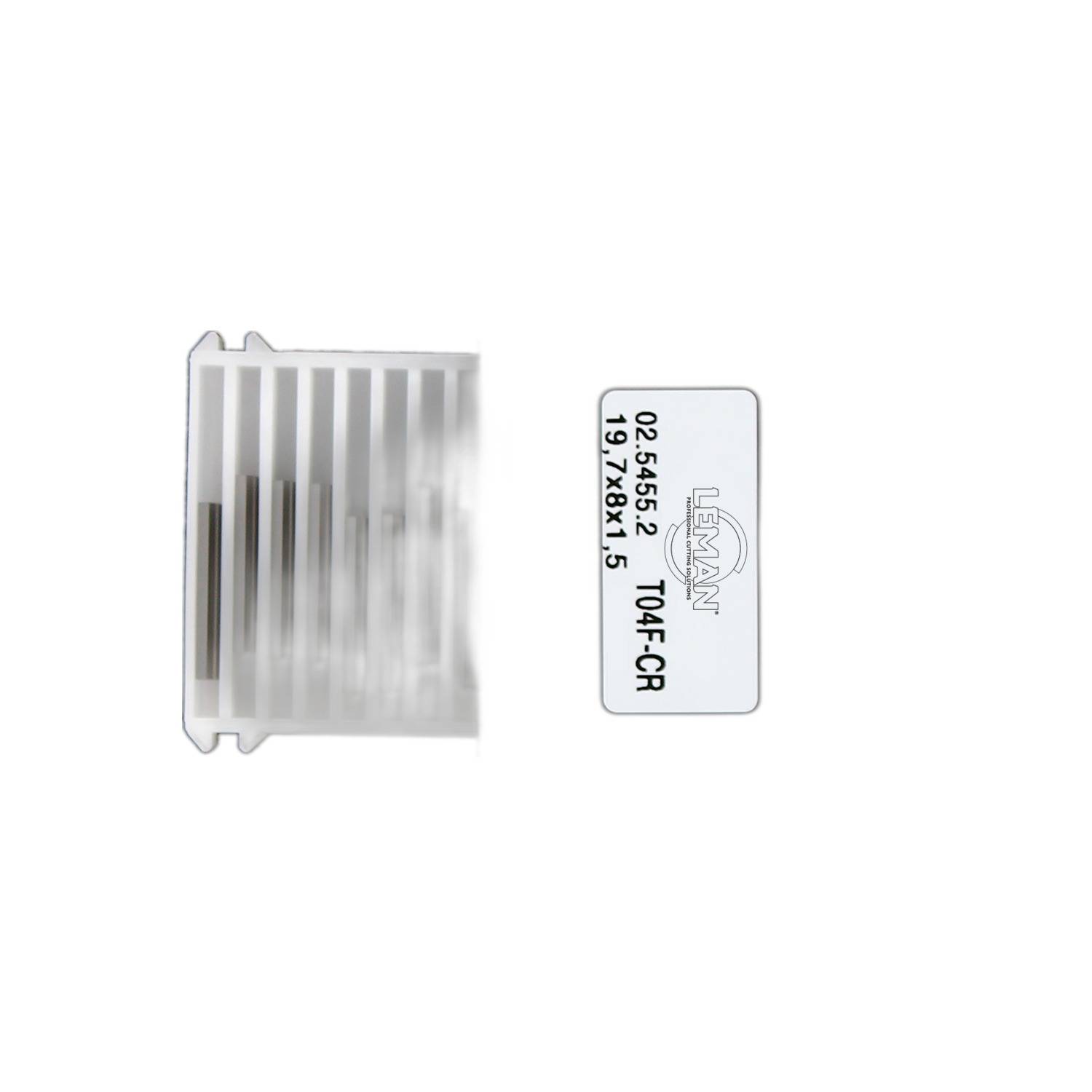 PLAQUETTE K05 50X8X1,5 / 2 COUPES 40° HM - rainure grande face - 02.5459.2 - LEMAN-0