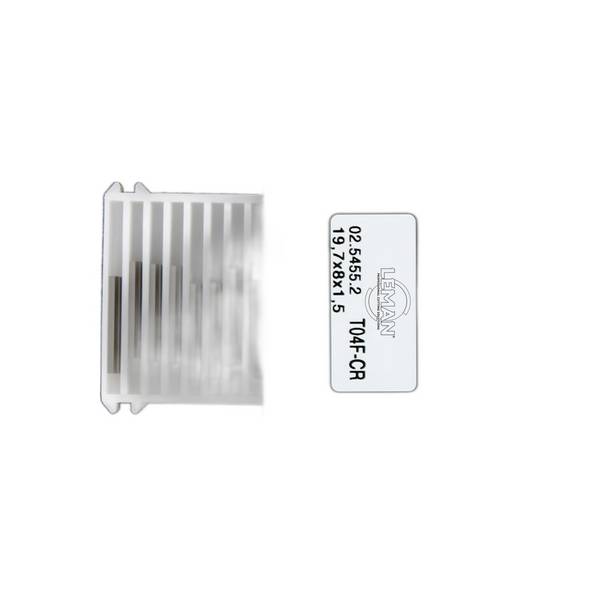 PLAQUETTE K05 50X8X1,5 / 2 COUPES 40° HM - rainure grande face - 02.5459.2 - LEMAN