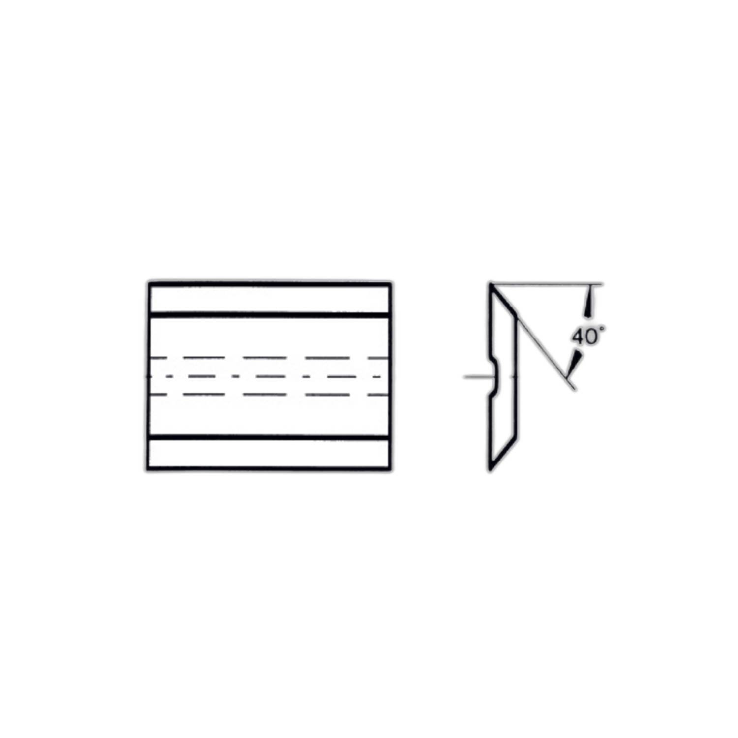 PLAQUETTE K05 50X8X1,5 / 2 COUPES 40° HM - rainure grande face - 02.5459.2 - LEMAN-3