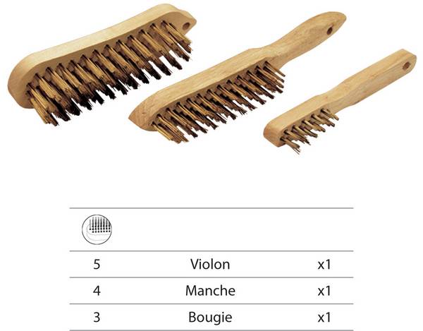 LOT 3 BROSSES VIOLON /BOUGIE FIL ACIER LAITONNE