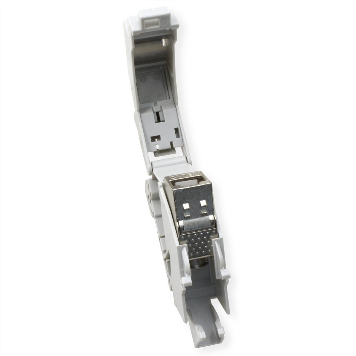 ROLINE Adaptateur de rail DIN pour module Keystone, avec Keystone Cat.6A, blindé, 45°-2
