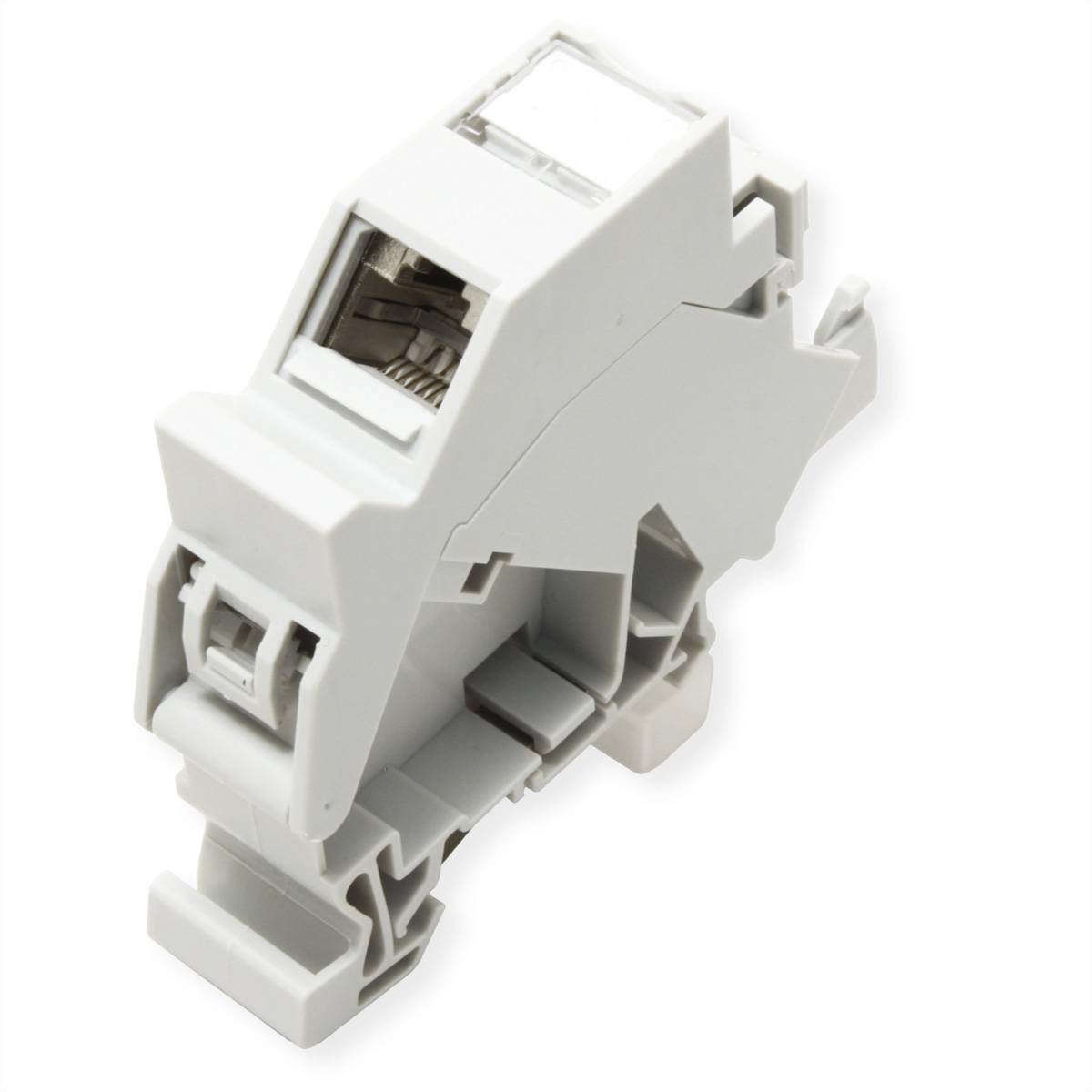 ROLINE Adaptateur de rail DIN pour module Keystone, avec Keystone Cat.6A, blindé, 45°-4