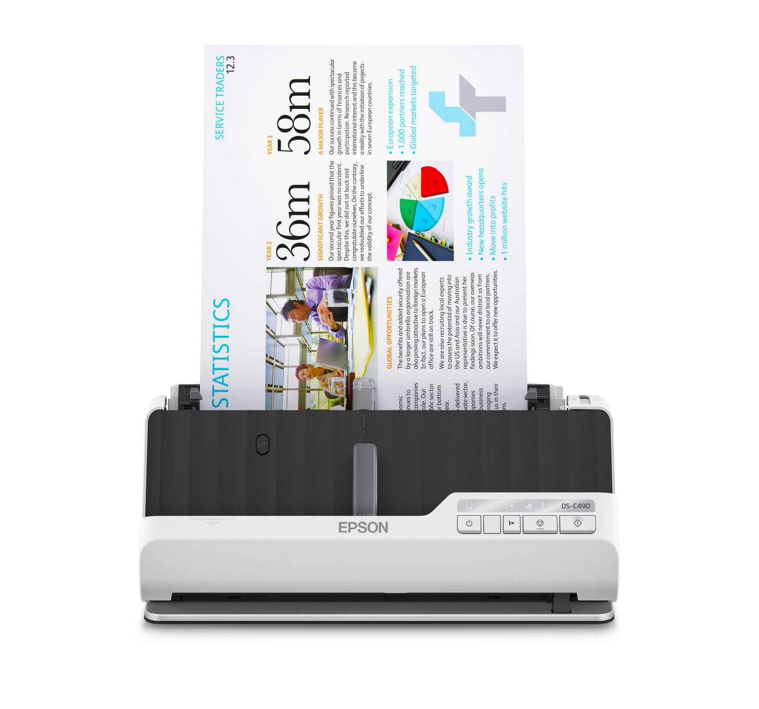 EPSON WorkForce DS-C490 Duplex Scanner A4/Legal 600dpi x 600dpi 40ppm ADF 20pages USB2.0-5