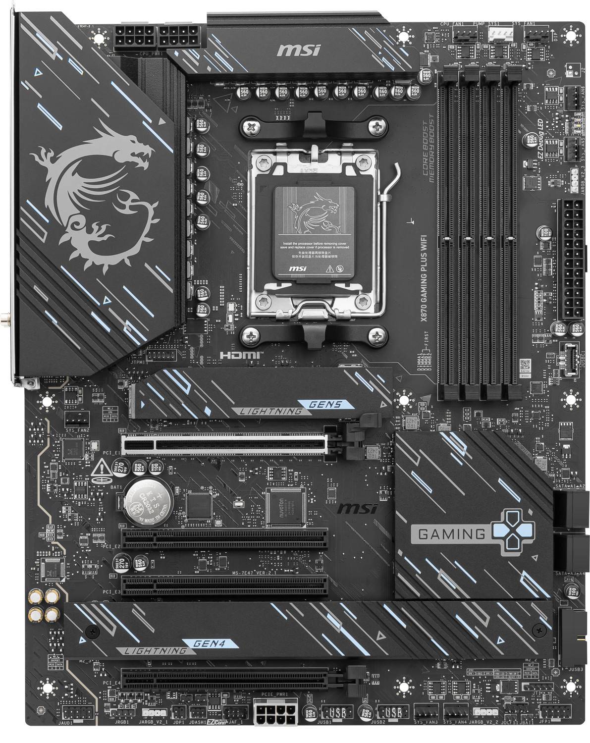 MSI X870 GAMING PLUS WIFI, AMD, Emplacement AM5, AMD Ryzen 7000 Series, AMD Ryzen 8000 Series, AMD Ryzen 9000 Series, DD-5