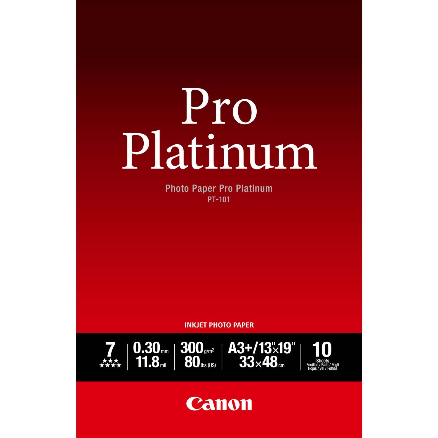 CANON PT-101 pro platinum photo papier 300g/m2 A3+ 10 feuilles pack de 1-4