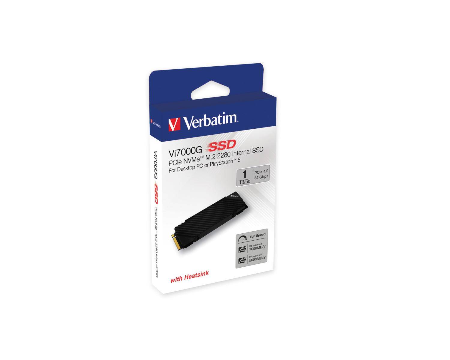 Verbatim SSD 1 To, PCIe 4.0, M.2 2280, NVMe, Vi7000G (R) 7 400 Mo/s, (W) 5 500 Mo/s, vente au détail-4