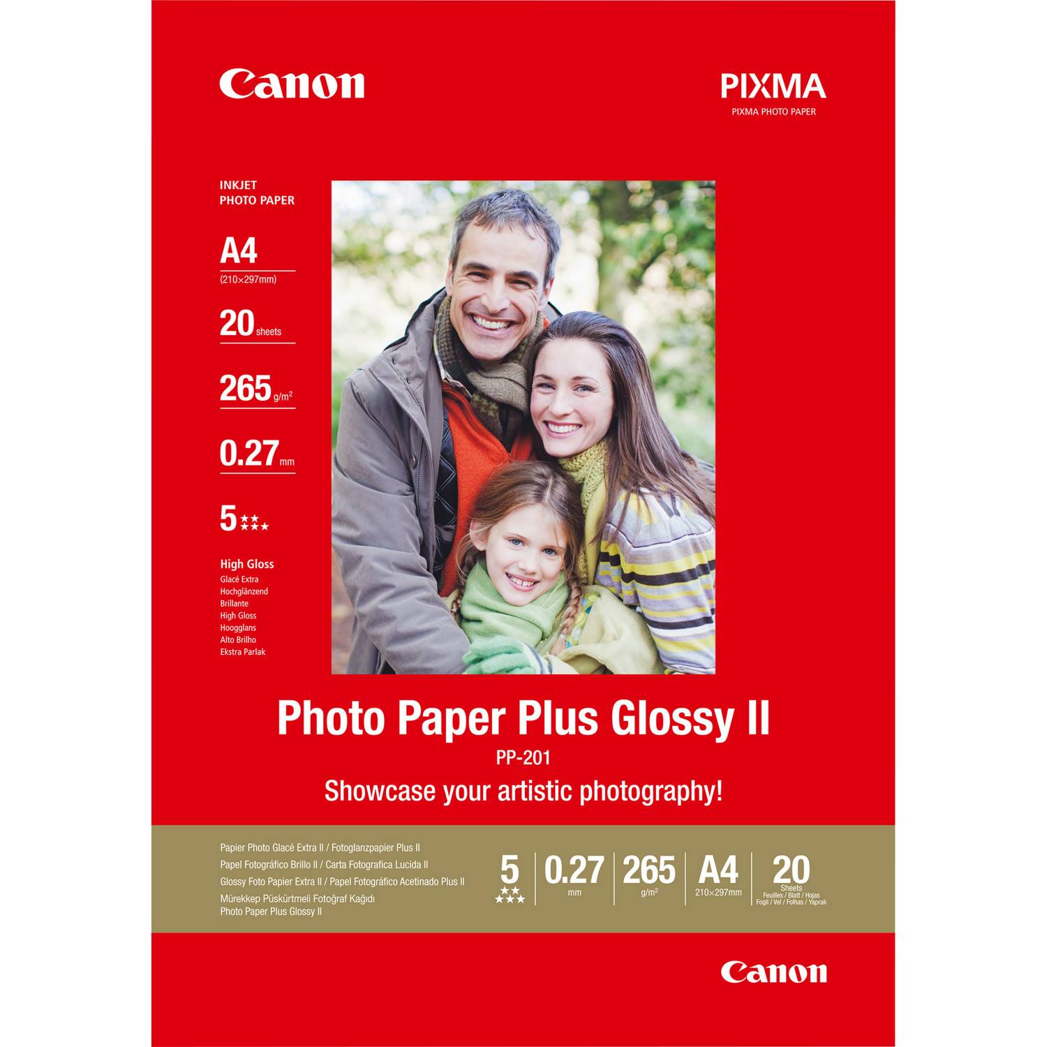 CANON PP-201 plus photo papier inkjet 260g/m2 A4 20 feuilles pack de 1-6