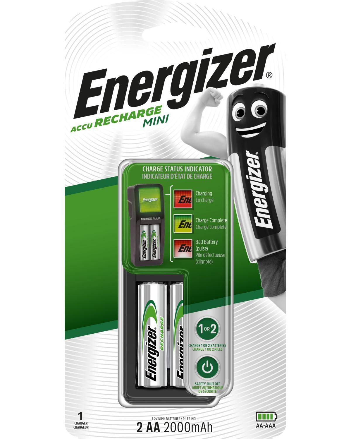 Energizer Mini Charger CH2PC4 Chargeur de piles rondes NiMH LR03 (AAA), LR6 (AA)-10