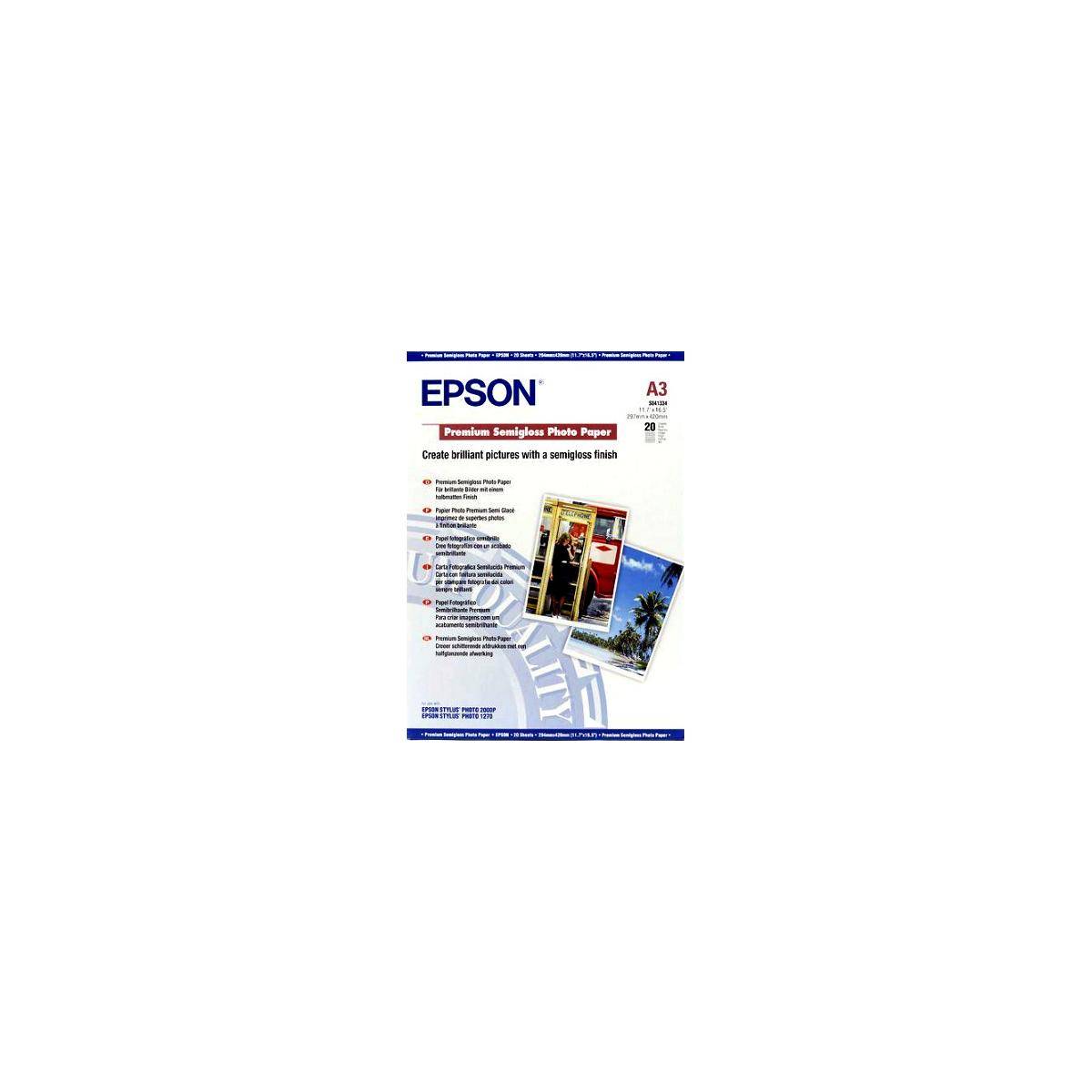 EPSON PREMIUM semi brillant photo papier inkjet 251g/m2 A3 20 feuilles pack de 1-3