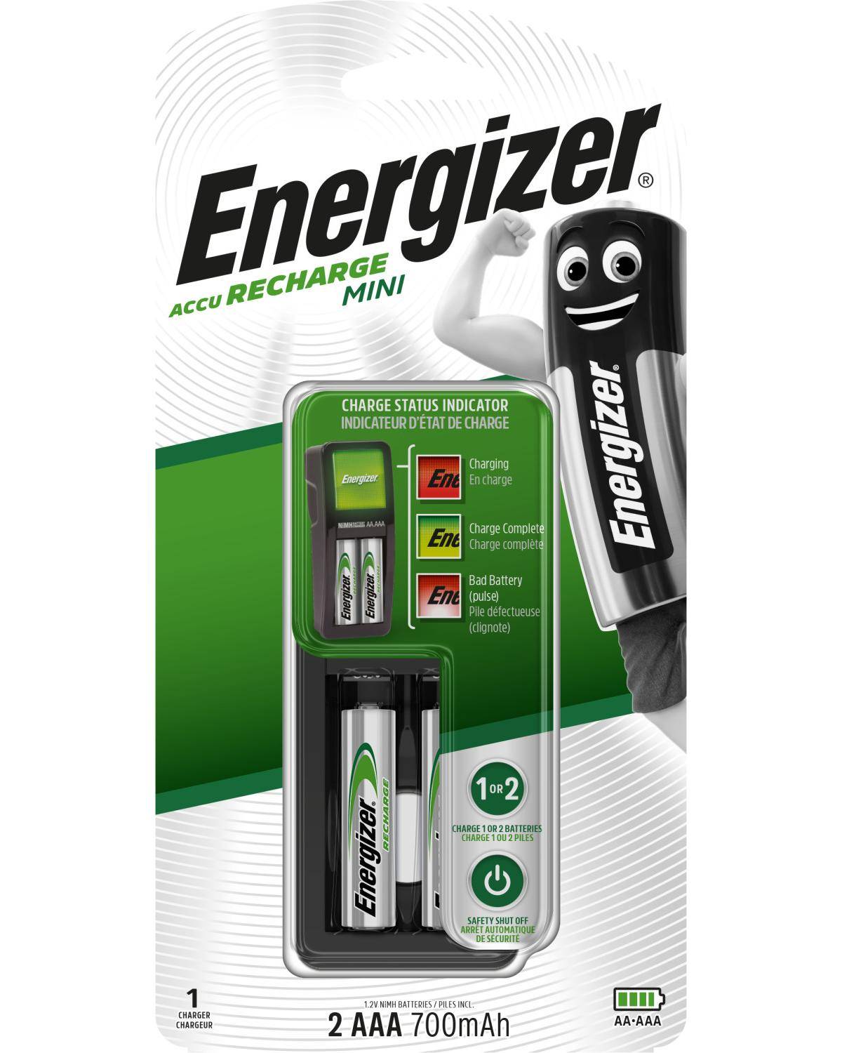 Energizer Mini Charger CH2PC4 Chargeur de piles rondes NiMH LR03 (AAA), LR6 (AA)-3