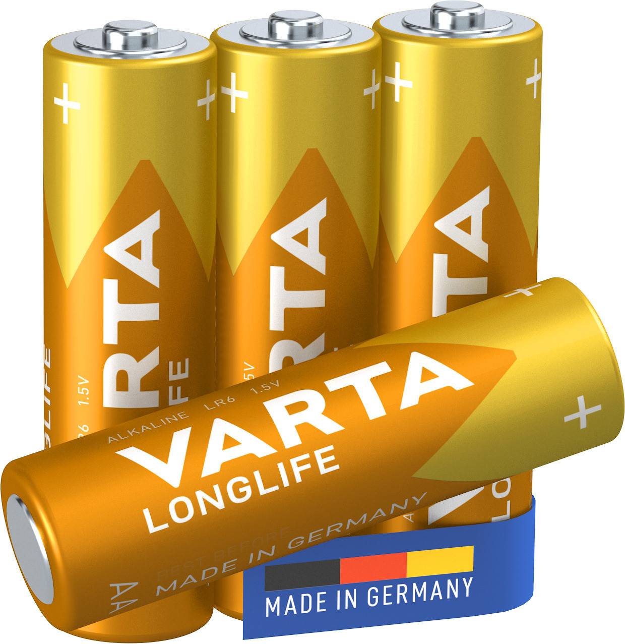 Pile alcaline Varta, Mignon, AA, LR06, 1,5 V longue durée, blister de vente au détail (paquet de 4)-3