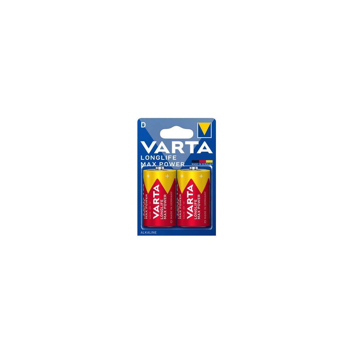 Batterie alcaline Varta, Mono, D, LR20, 1,5 V Longlife Max Power, Blister de vente au détail (paquet de 2)-1