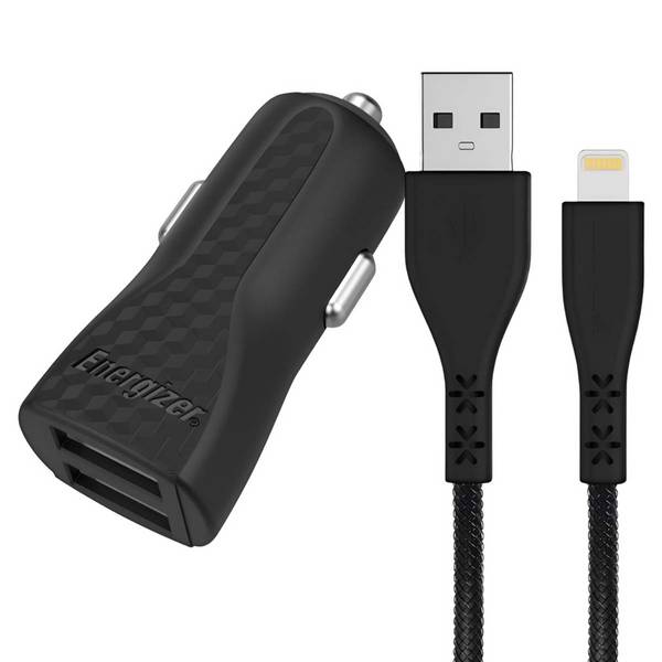 Chargeur Allume-Cigare 2 USB 17W 3.4A HardCase avec Câble Lightning vers USB