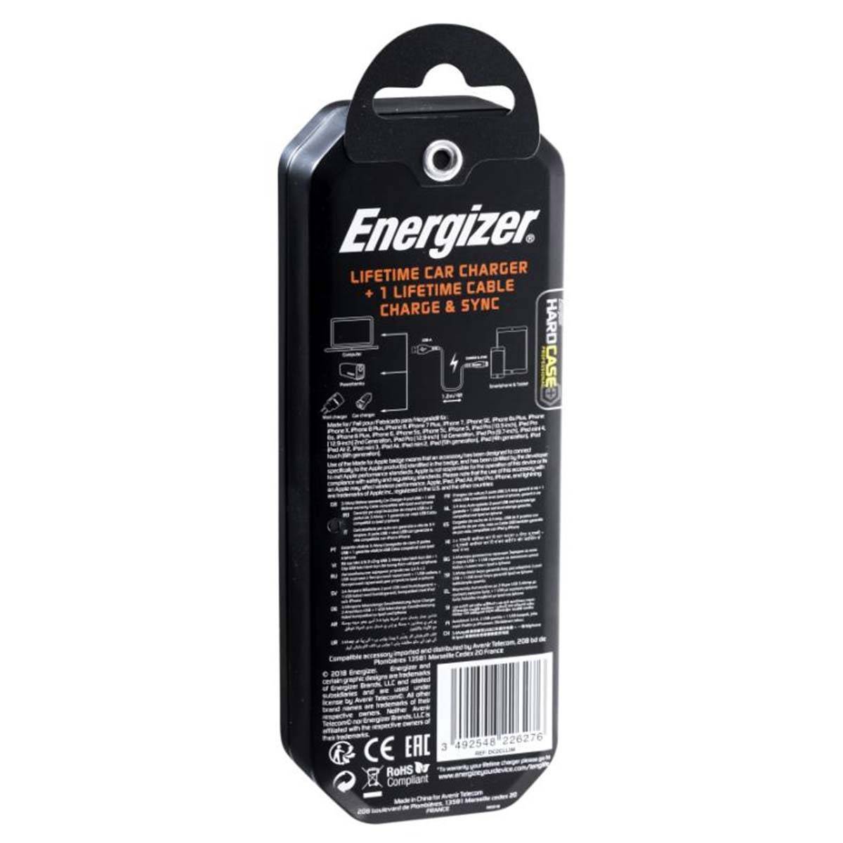 Chargeur Allume-Cigare 2 USB 17W 3.4A HardCase avec Câble Lightning vers USB-3