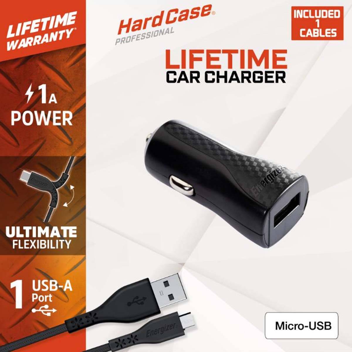 Chargeur Allume-Cigare USB-A 5W 1A HardCase avec Câble Micro--USB-3