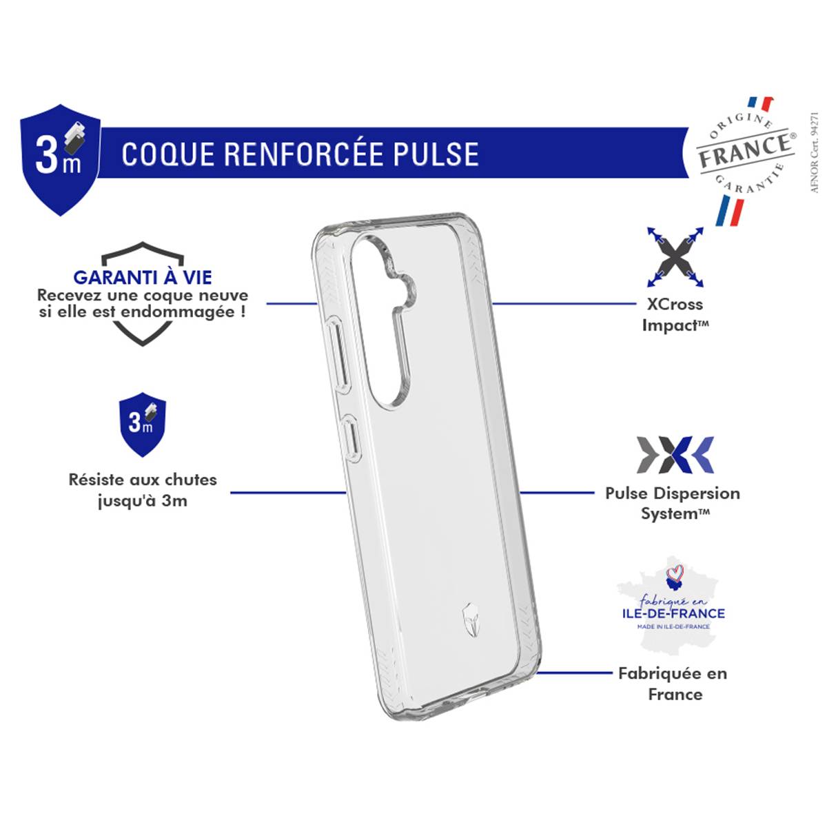 Coque pour Galaxy S24 Renforcée PULSE Inserts 3D Antichocs-1