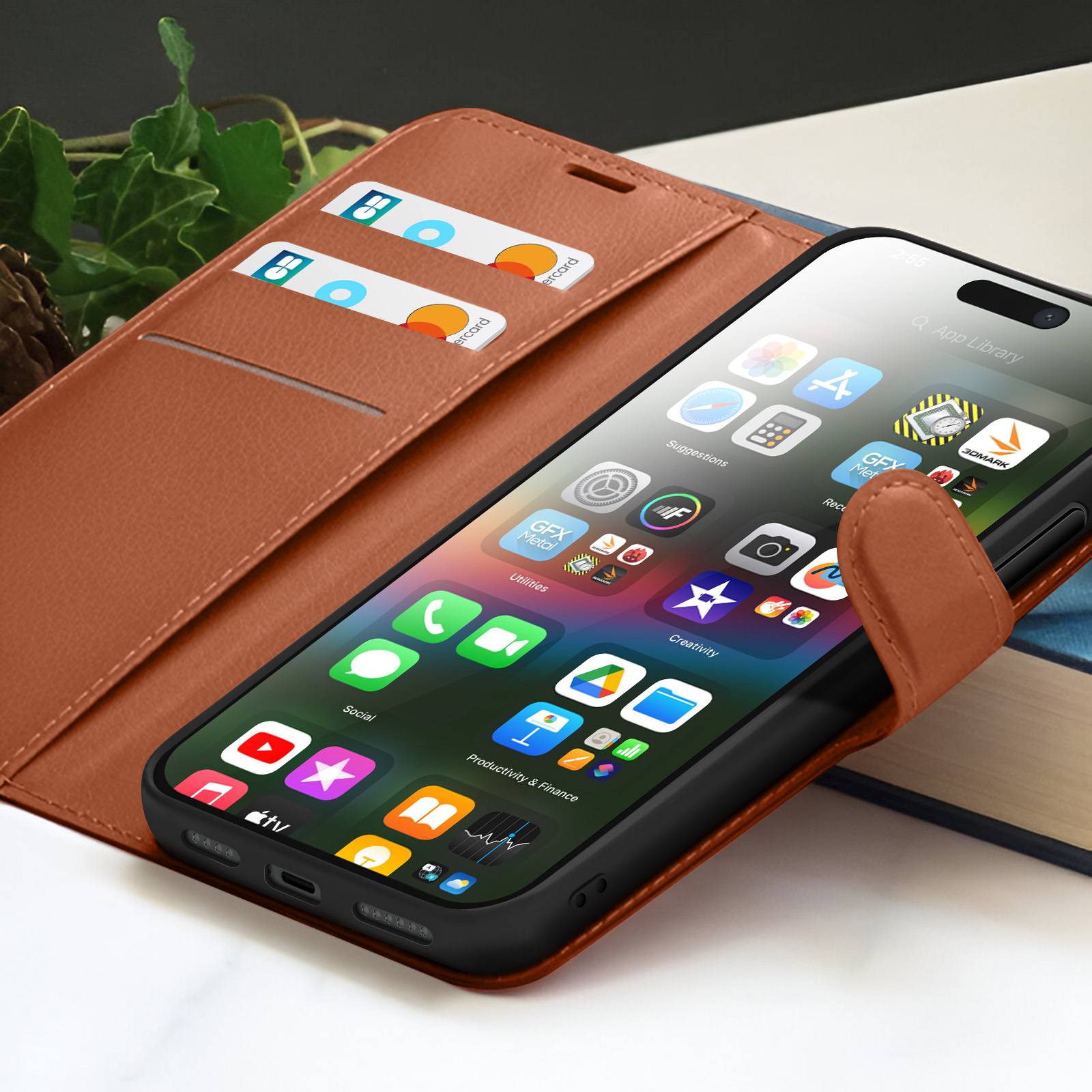 Étui Portefeuille pour Apple iPhone 15 Plus Support et Languette-3
