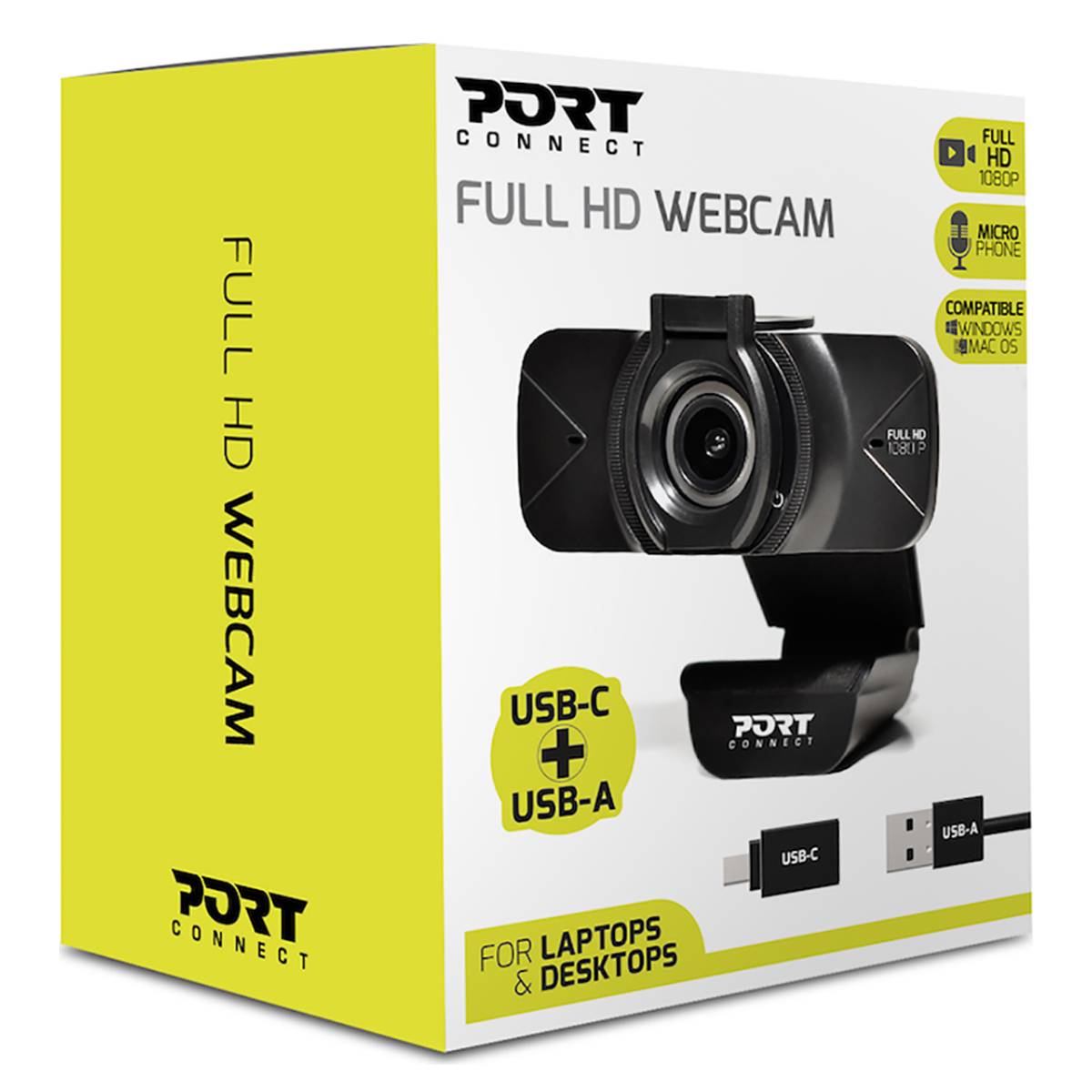 Webcam Full HD 1080p Double Connectivité USB-A / USB-C avec Microphone-2