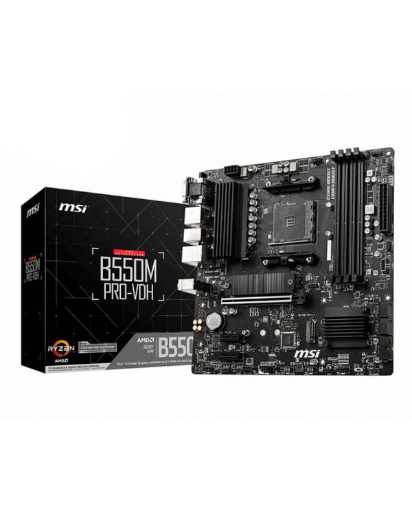 MSI B550M PRO-VDH, AMD, Emplacement AM4, AMD Ryzen 3000 Series, DDR4-SDRAM, 128 Go, DIMM