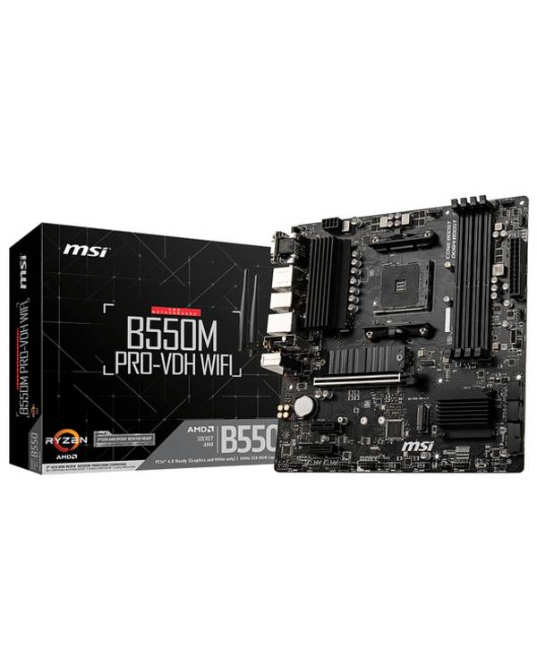 MSI B550M PRO-VDH WIFI, AMD, Emplacement AM4, AMD Ryzen 3000 Series, Emplacement AM4, DDR4-SDRAM, 128 Go